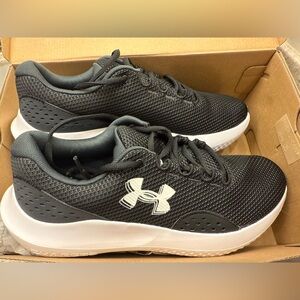 Under Armour Charged Surge 4 Shoes - Black and White Mens 9
